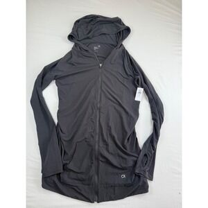 NEW GapFit Maternity Breathe Full Zip Hoodie Gray Ruched Active Jacket XS